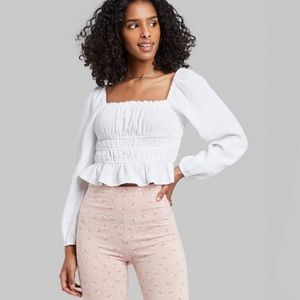 Wild Fable Puff Sleeve Smocked Waist Top